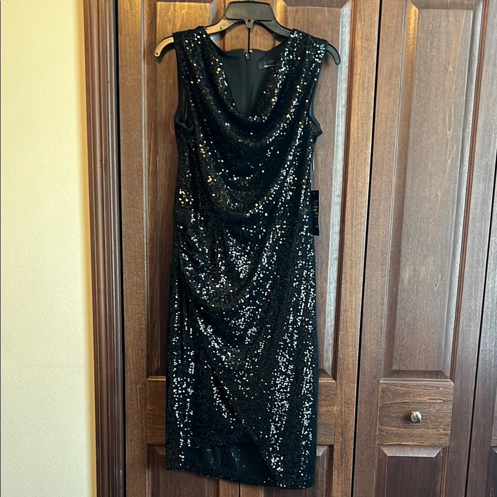 White House Black Market Black Sequin Midi Dress